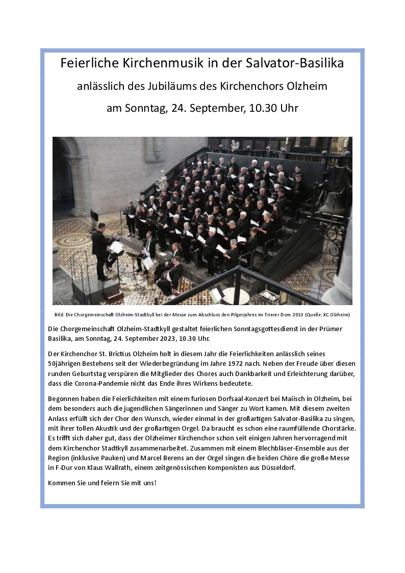 Konzert Kichor Olzh Stadtkyll Plakat Info fr Presse